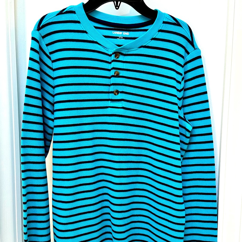 Lands End Blue Thermal Henley